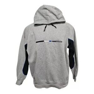 Vintage Starter Hoodie XL Pullover Embroidered Logo Gray Black Paneling